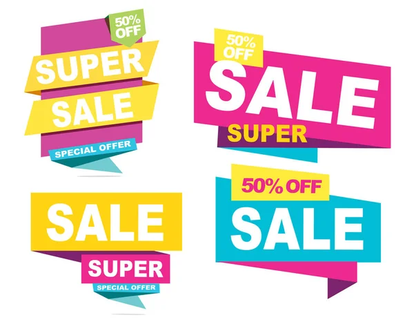 Super Sale Vektor Banner. 50% Rabatt. Vektorillustration.Sommerschlussverkauf — Stockvektor