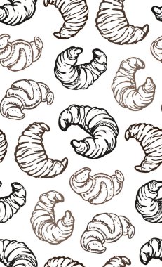 Elle çizilmiş doodle desen kruvasan ile