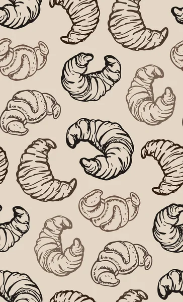 Elle çizilmiş doodle desen kruvasan ile