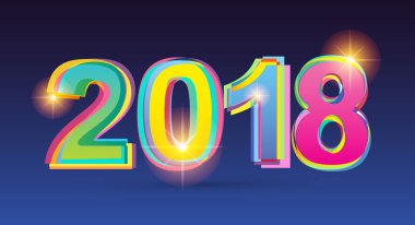 Mutlu yeni yıl 2018 metin tasarlamak vektör