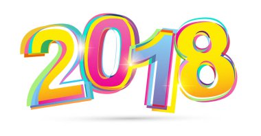 Mutlu yeni yıl 2018 metin tasarlamak vektör