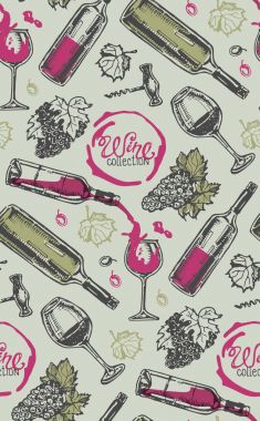 Elle çizilmiş doodle şarap koleksiyonu. Üzüm ve peynir