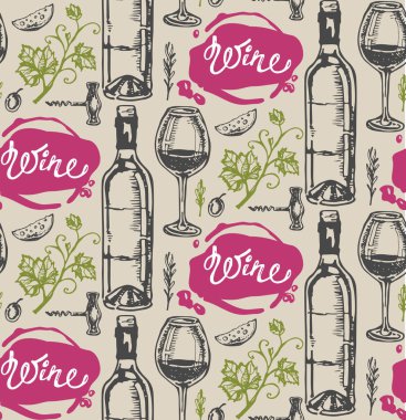 Elle çizilmiş doodle şarap koleksiyonu. Üzüm ve peynir