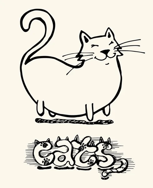 Carino il gatto da disegno a mano. Vettore dei gatti. Illustrazione vettoriale — Vettoriale Stock