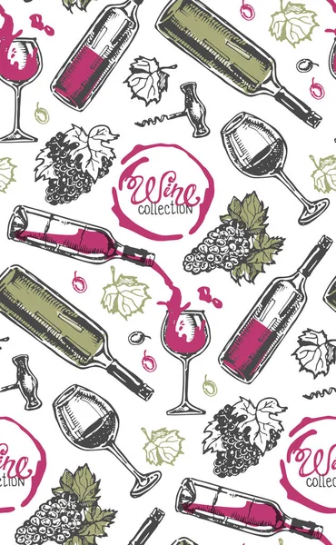 Elle çizilmiş doodle şarap koleksiyonu. Üzüm ve peynir