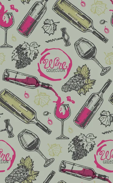 Elle çizilmiş doodle şarap koleksiyonu. Üzüm ve peynir