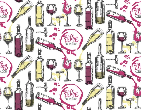 Elle çizilmiş doodle şarap koleksiyonu. Üzüm ve peynir