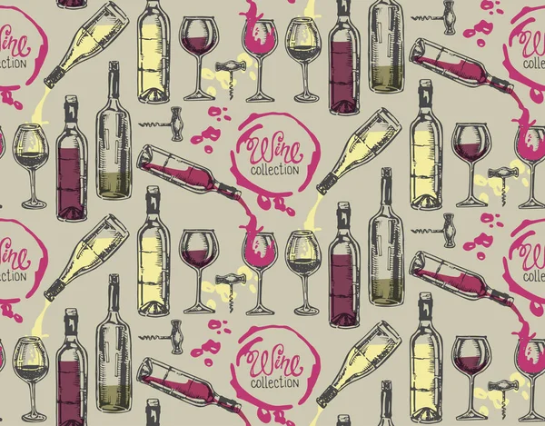 Elle çizilmiş doodle şarap koleksiyonu. Üzüm ve peynir