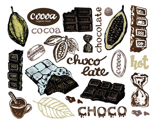 Elle çizilmiş doodle kakao ve çikolata. Kakao.