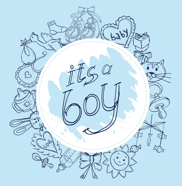 Bebek duş tasarım vektör çizim, elle çizilmiş bebek seti.