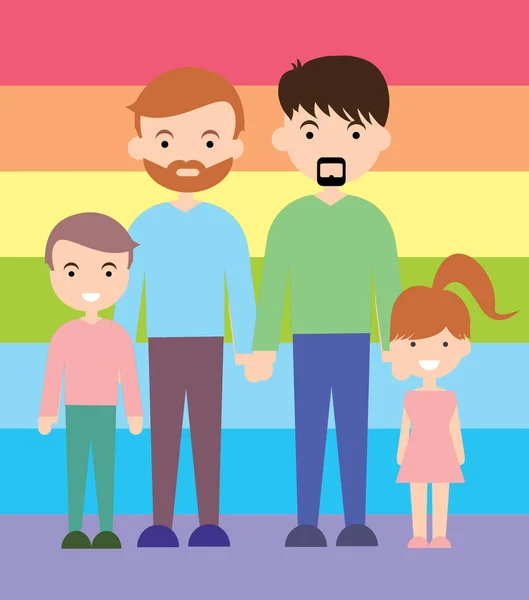 快乐的同性恋家庭，同性恋家庭。矢量图. — 图库矢量图片