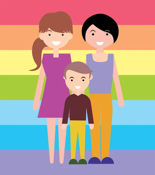 Familia homosexual feliz, familia lesbiana gay. Ilustración vectorial . — Archivo Imágenes Vectoriales