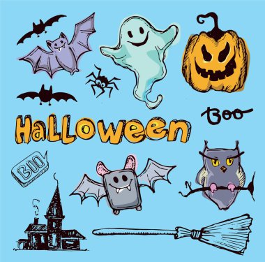 Muamele etmek ya da hüner. Cadılar Bayramı elle çizilmiş doodle illüstrasyon. Vektör çizim.