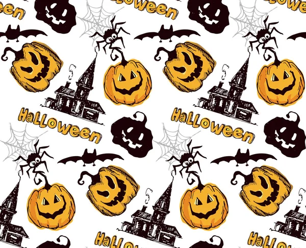 Dolcetto o scherzetto. Illustrazione scarabocchio disegnata a mano di Halloween. Illustrazione vettoriale . — Vettoriale Stock