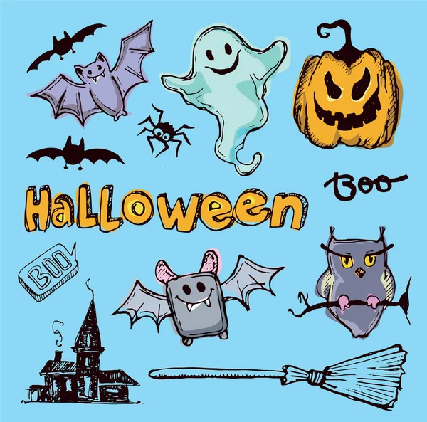 Muamele etmek ya da hüner. Cadılar Bayramı elle çizilmiş doodle illüstrasyon. Vektör çizim.