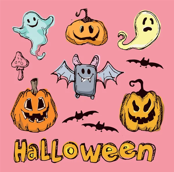 Muamele etmek ya da hüner. Cadılar Bayramı elle çizilmiş doodle illüstrasyon. Vektör çizim.