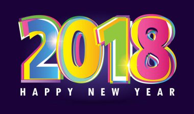 Mutlu yeni yıl 2018 metin tasarlamak vektör