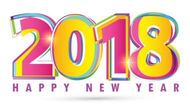 Mutlu yeni yıl 2018 metin tasarlamak vektör