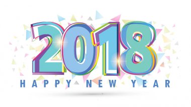 Mutlu yeni yıl 2018 metin tasarlamak vektör