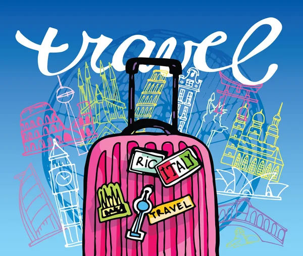 Handgezeichnete Doodle-Reiseillustration. zum Reisen! — Stockvektor