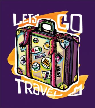 Elle çizilmiş vektör seyahat set. Vektör çizim. Seyahat gidelim