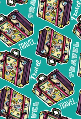 Elle çizilmiş vektör seyahat set. Vektör çizim. Seyahat gidelim