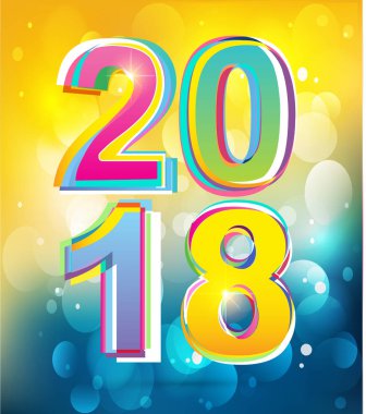 Mutlu yeni yıl 2018 metin tasarlamak vektör