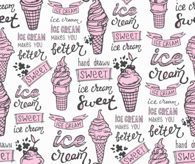 Elle çizilmiş doodle dondurma illüstrasyon. Dondurma her zaman iyi bir fikirdir.