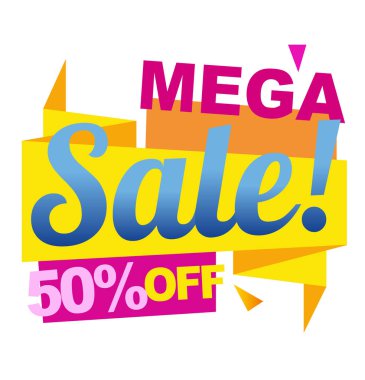 Süper satış afiş, büyük satışı büyük başlığı, % 50 indirim, özel indirim yaz satış vektör afiş. Vektör çizim.