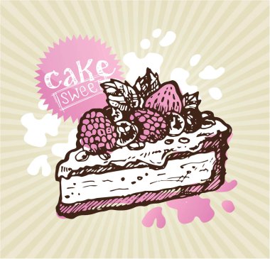 Elle çizilmiş doodle tatlı illüstrasyon.