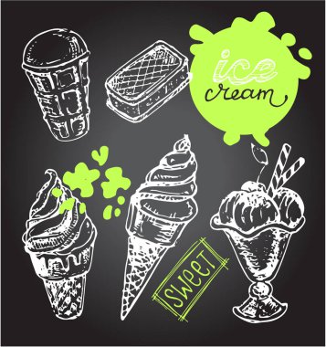 Elle çizilmiş doodle dondurma illüstrasyon. Dondurma her zaman iyi bir fikirdir.