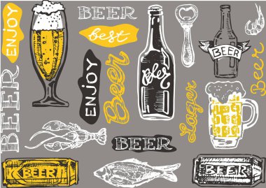 Ekim Festivali. Bira içmek. Vektör çizim.