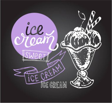Elle çizilmiş doodle dondurma illüstrasyon. Dondurma her zaman iyi bir fikirdir.