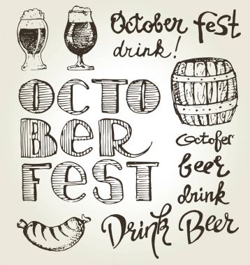 Ekim Festivali. Bira içmek. Vektör çizim.