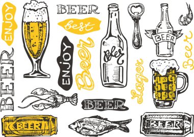 Ekim Festivali. Bira içmek. Vektör çizim.