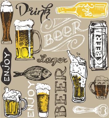 Ekim Festivali. Bira içmek. Vektör çizim.