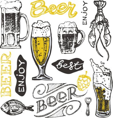 Ekim Festivali. Bira içmek. Vektör çizim.