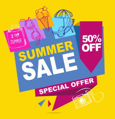 Yaz indirimi afişi. vektör illüstrasyonu.