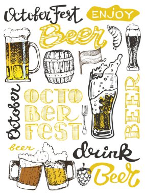 Ekim Festivali. Bira içmek. Vektör çizim.