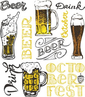 Ekim Festivali. Bira içmek. Vektör çizim.