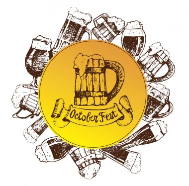 Ekim Festivali. Bira içmek. Vektör çizim.