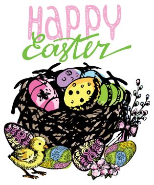 Elle çizilmiş doodle easter illüstrasyon.