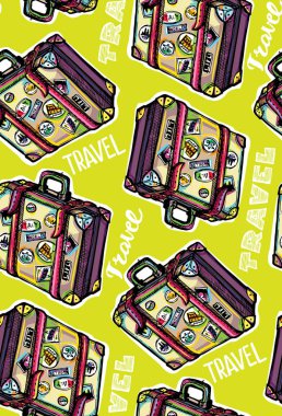 Elle çizilmiş vektör seyahat set. Vektör çizim. Seyahat gidelim