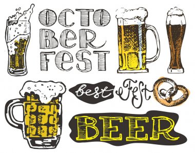 Ekim Festivali. Bira içmek. Vektör çizim.