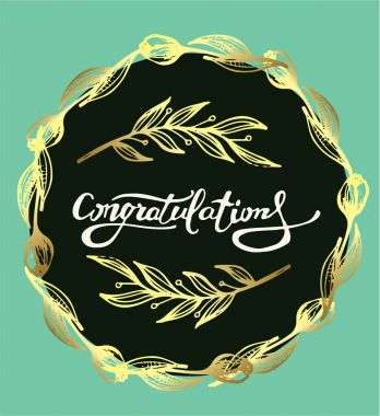 Tebrikler hat çiçek dekorasyonu ile. El yazılı metin. Yazı. Kaligrafi afiş.