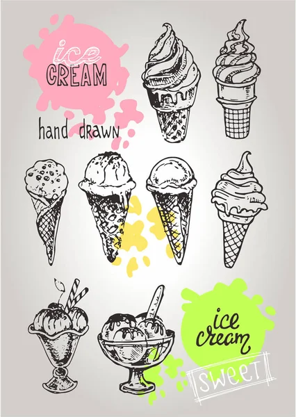 손으로 그린 낙서 아이스크림 그림입니다. 아이스크림은 항상 좋은 아이디어. — 스톡 벡터