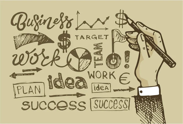 Ilustración del concepto de vector empresarial. Crear un camino hacia el éxito. Ilustración gráfica dibujada a mano del negocio de doodle . — Vector de stock