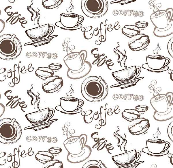 Handritad kaffe set. Latte med pumpa vektorillustration. — Stock vektor