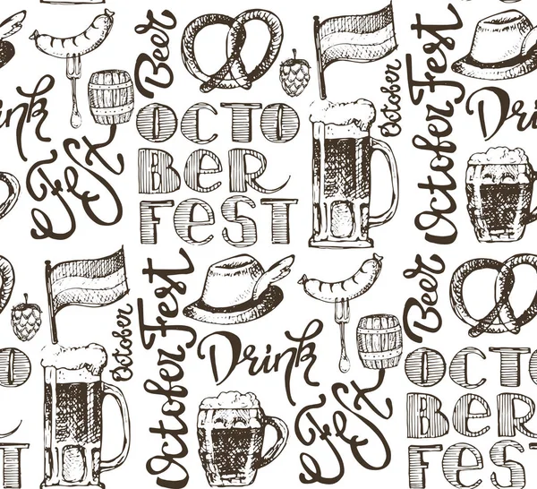 Oktoberfest. Bier trinken. Vektorillustration. — Stockvektor