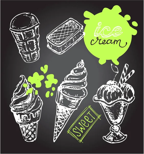 Elle çizilmiş doodle dondurma illüstrasyon. Dondurma her zaman iyi bir fikirdir.